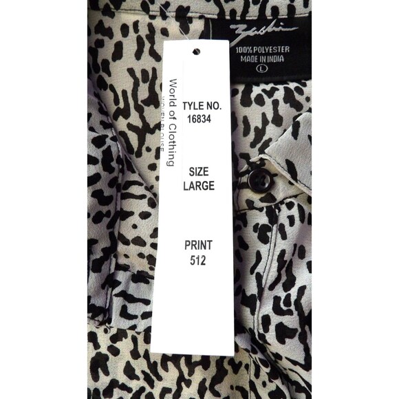 Zashi NWT Blouse Shirt Button Up Sheer Animal Print Ombre New Coverup 3/4 Sleeve - Picture 7 of 15